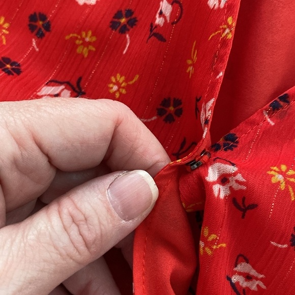 Madewell blouse peplum shirt tiered ruffled sleeves V-neck side zipper Size 4 - Picture 6 of 11